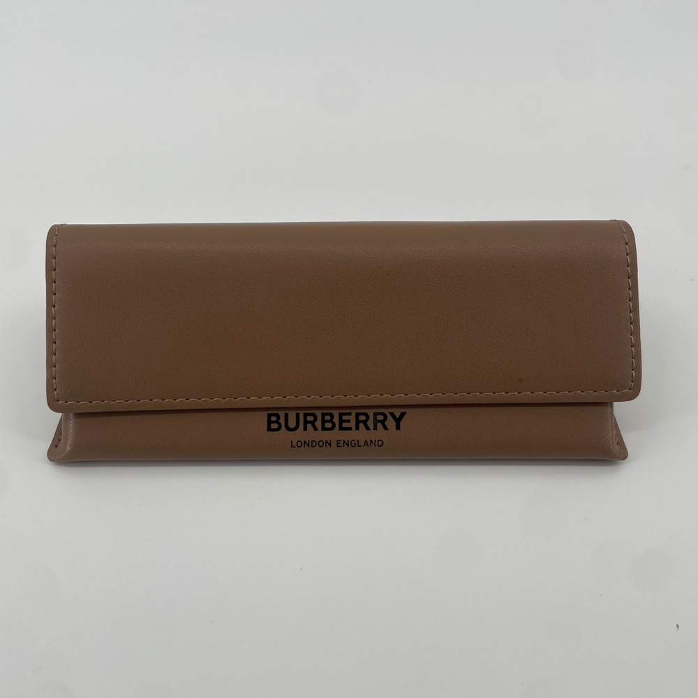 Burberry‎ Sunglasses Case Unisex Brown Leather Triangular Folding Logo Hard Case